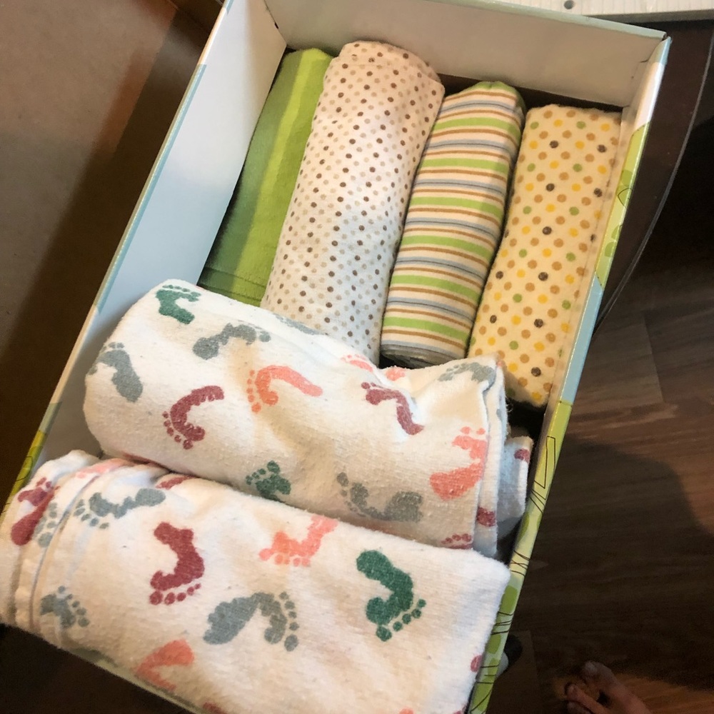 Box of baby swaddle blankets
